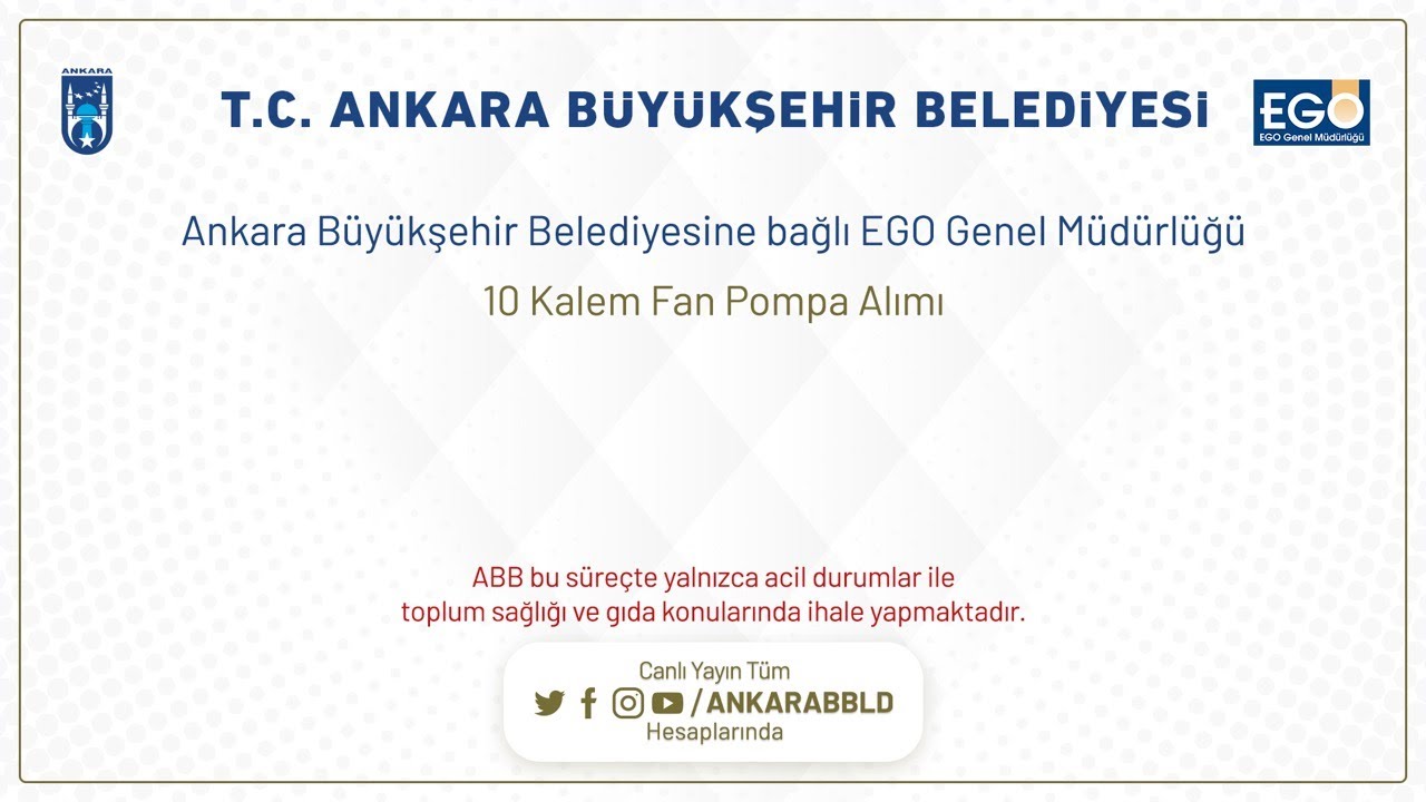 EGO Genel Müdürlüğü 10 Kalem Fan Pompa Alımı